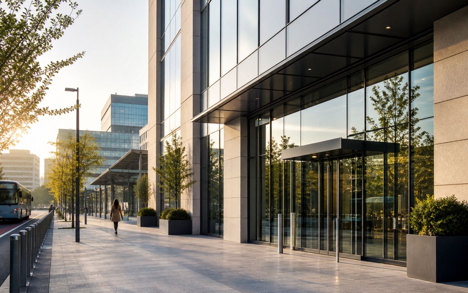 Modern city visa centre entrance for visa and document assistance