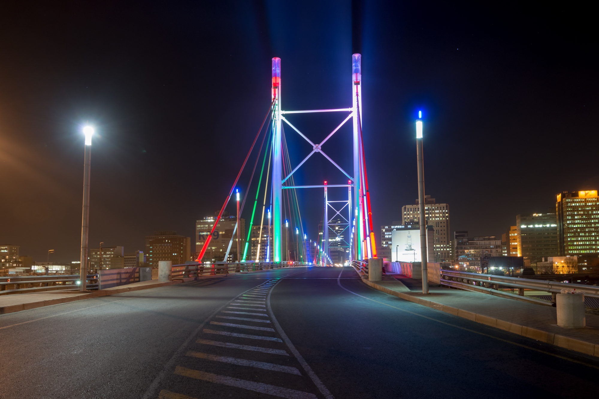 The Nelson Mandela Bridge in Johannesburg at night